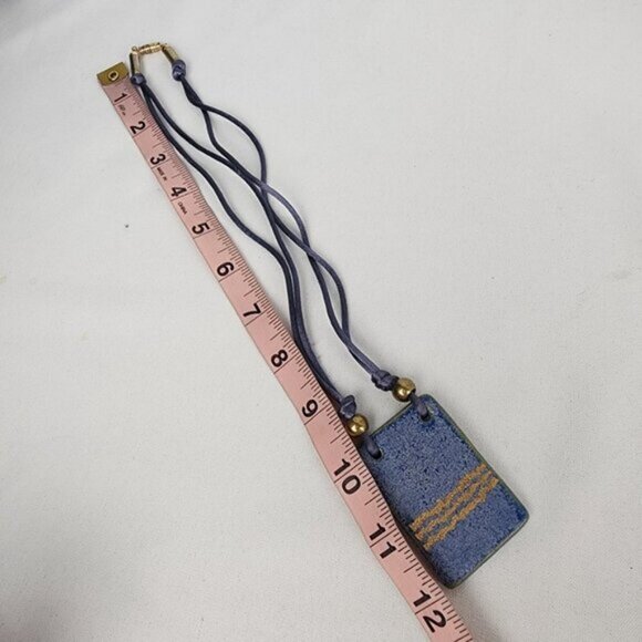 Handmade Blue & Gold Ceramic Pendant Necklace - Picture 6 of 7